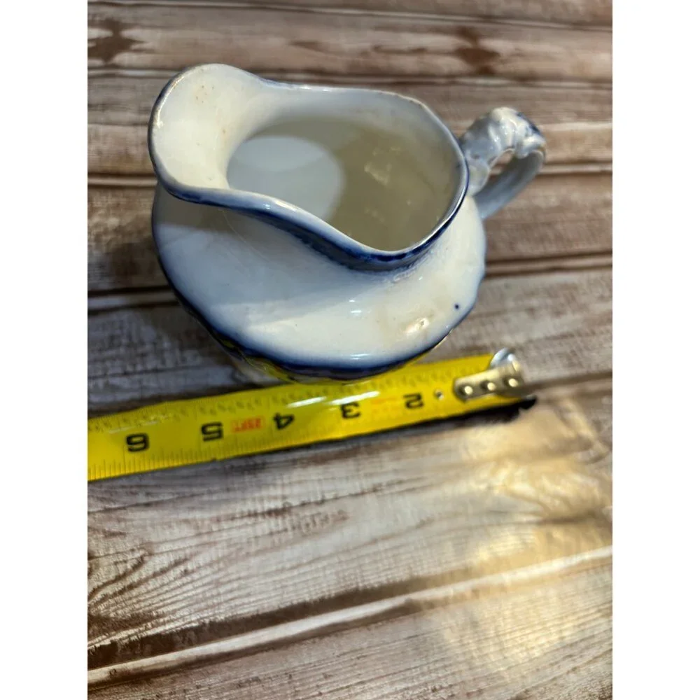 Antique Blue & White Ironstone Small Pitcher Creamer